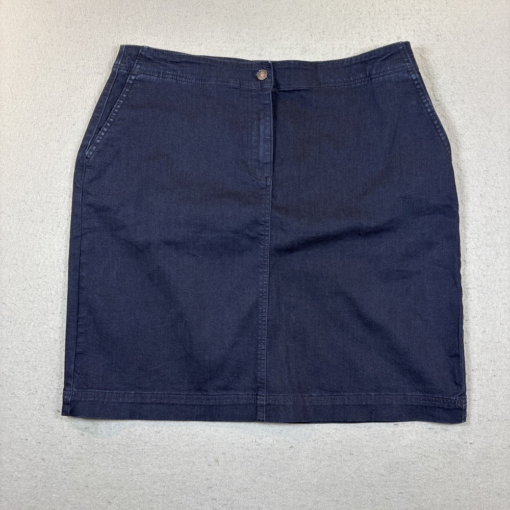 NWT Talbots Women's Size 14W Blue Denim Cotton Blend Skirt Stretch Pockets